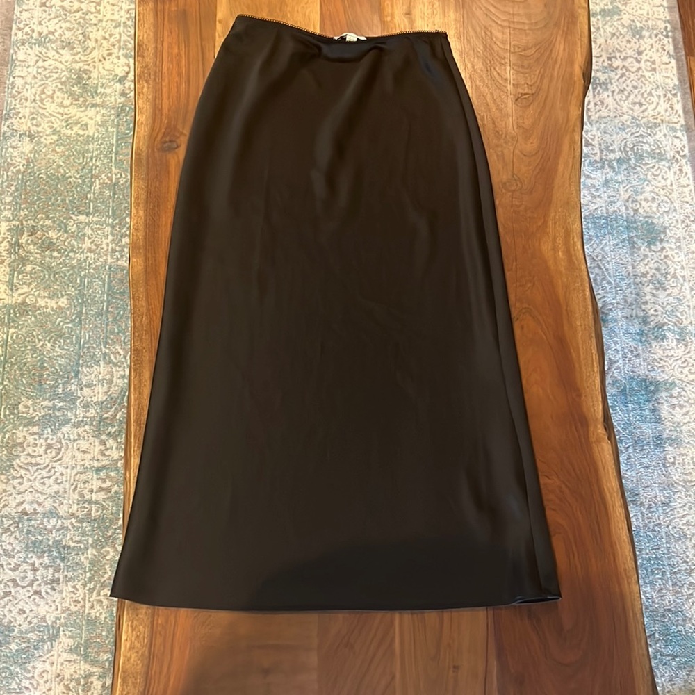 Black Midi Skirt Satin
